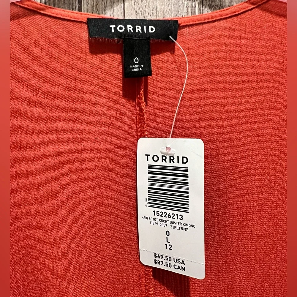 NWT Torrid Orange Gauze Duster Kimono Size 0 - Picture 4 of 7